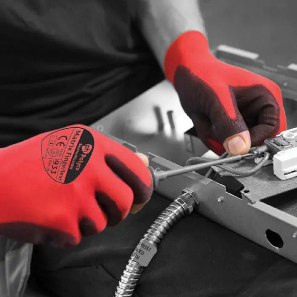 Polyco Matrix Fingerless PU Palm Coated Work Gloves Polyco Healthline