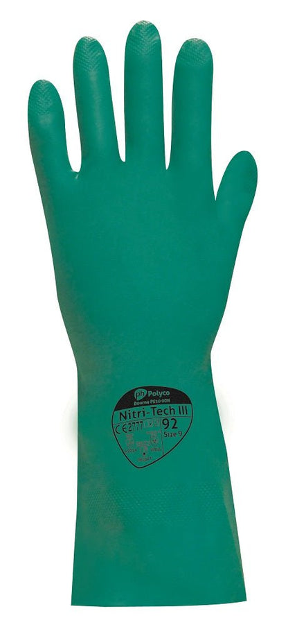 Polyco Nitri Tech III Green Flock Lined Nitrile Gloves Polyco Healthline