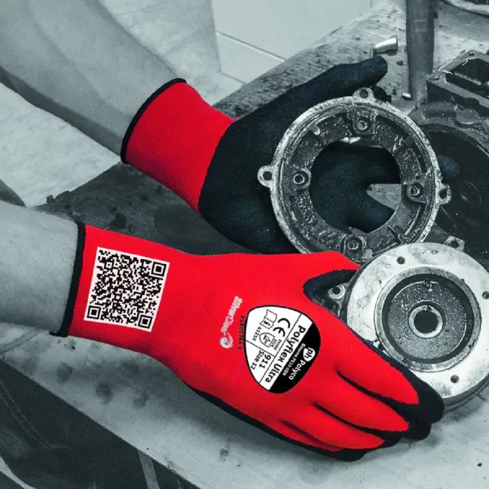 Polyco Polyflex Ultra 911 Work Gloves – Red/Black Microfoam Nitrile Grip Polyco Healthline