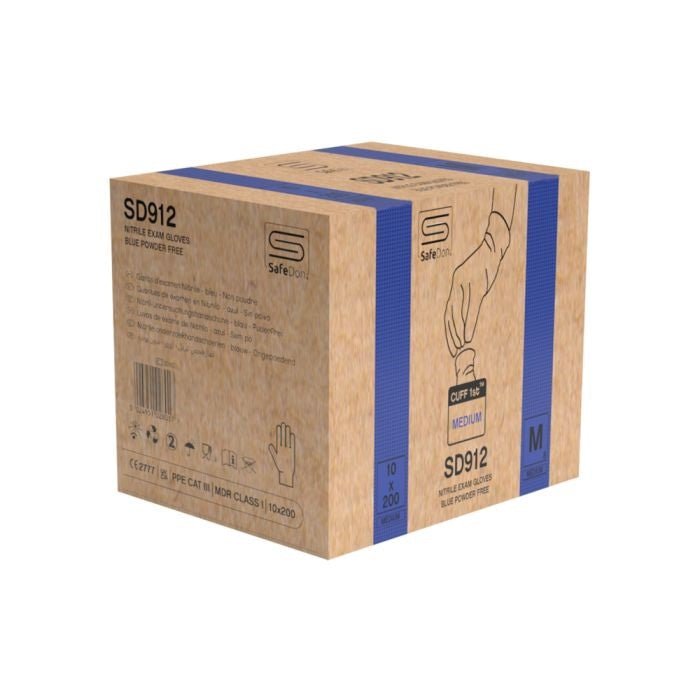 SafeDon SD912 Blue Nitrile Powder Free Exam Gloves – Box of 200 SafeDon