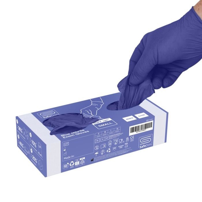 SafeDon SD912 Blue Nitrile Powder Free Exam Gloves – Box of 200 SafeDon