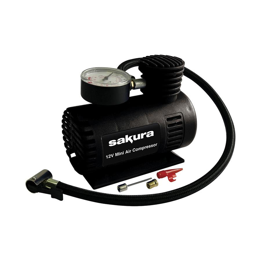 Sakura 12v Mini Air Compressor With 3 Adaptors SS3602 Sakura