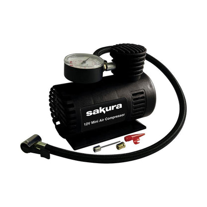 Sakura 12v Mini Air Compressor With 3 Adaptors SS3602 Sakura