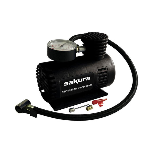 Sakura 12v Mini Air Compressor With 3 Adaptors SS3602 Sakura