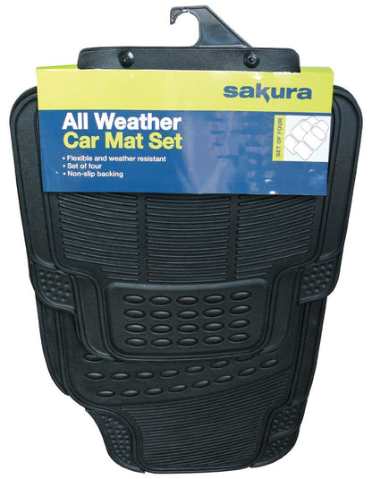 Sakura All Weather Universal Car Mat Set 4 Piece - Cut To Fit - Heavy Duty Sakura