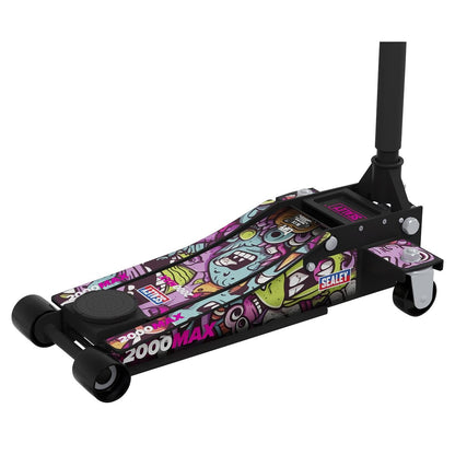 Sealey 2000CB Low Entry Custom Design Trolley Jack with Rocket Lift 2 Tonne - Black Sealey