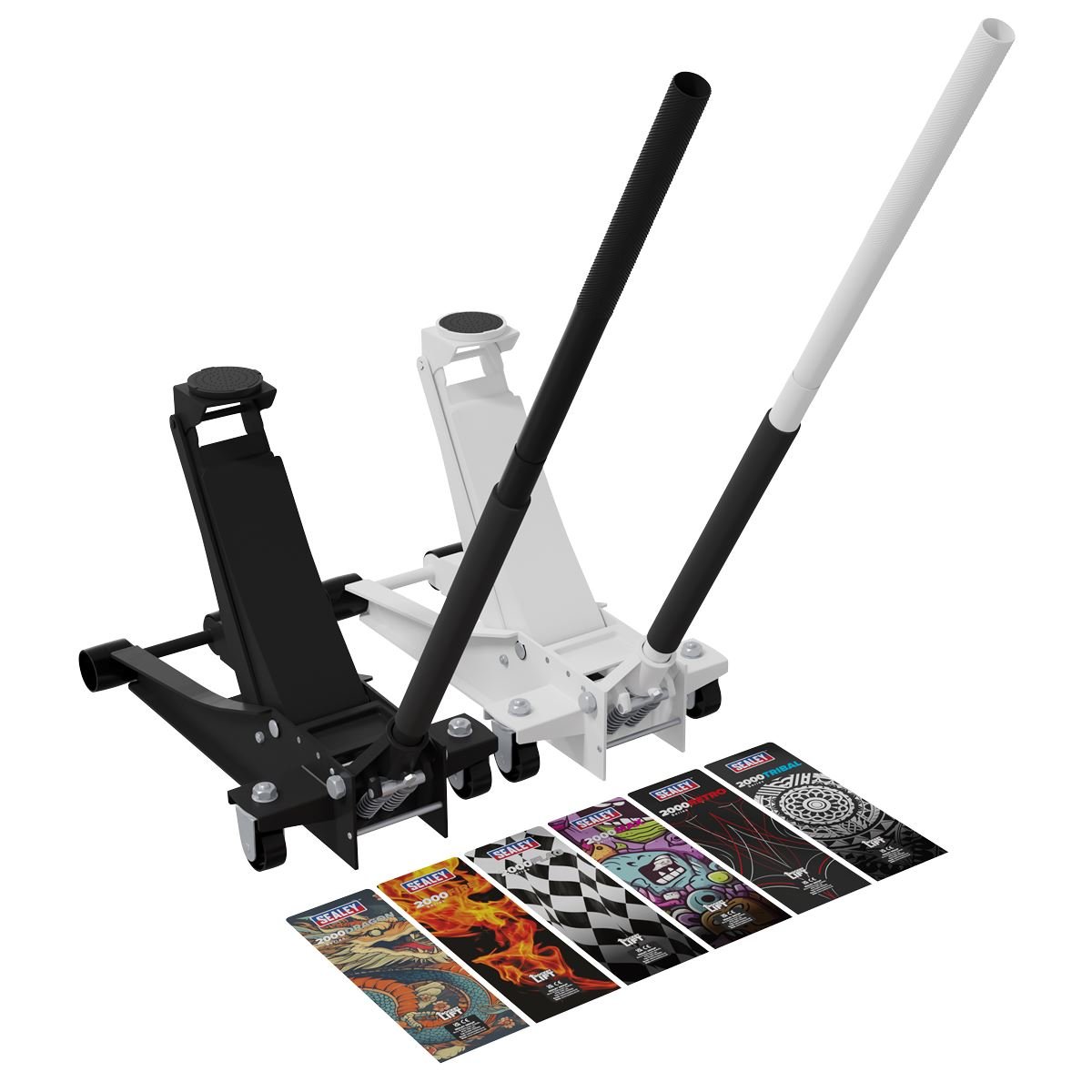 Sealey 2000CB Low Entry Custom Design Trolley Jack with Rocket Lift 2 Tonne - Black Sealey