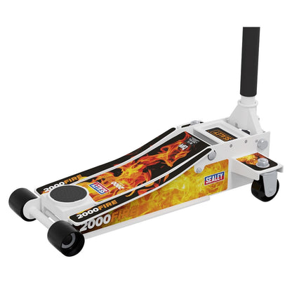 Sealey 2000CW Low Entry Custom Design Trolley Jack with Rocket Lift 2 Tonne - White Sealey