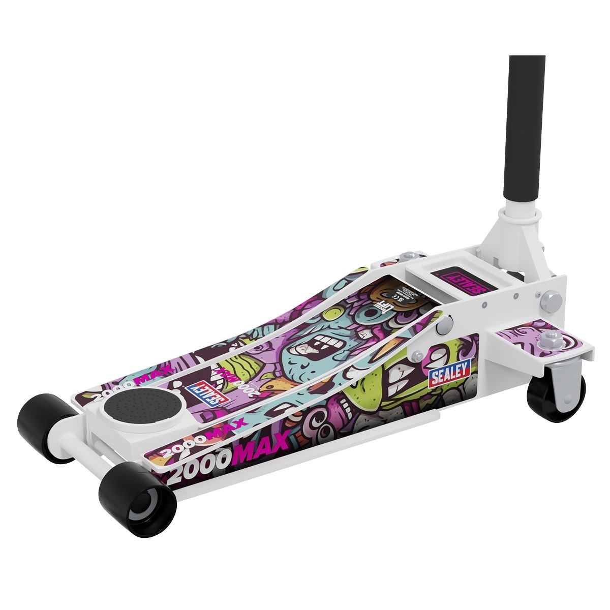 Sealey 2000CW Low Entry Custom Design Trolley Jack with Rocket Lift 2 Tonne - White Sealey