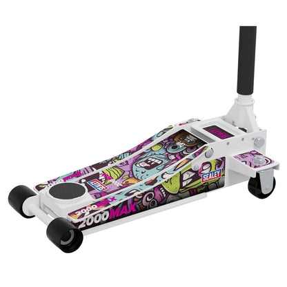 Sealey 2000CW Low Entry Custom Design Trolley Jack with Rocket Lift 2 Tonne - White Sealey