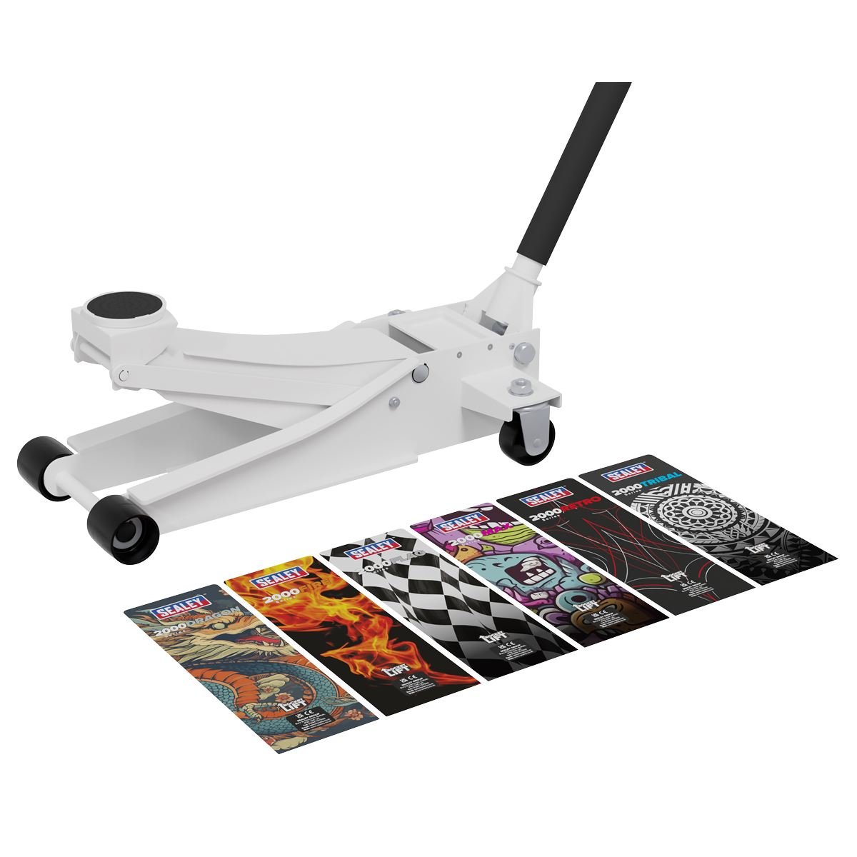 Sealey 2000CW Low Entry Custom Design Trolley Jack with Rocket Lift 2 Tonne - White Sealey