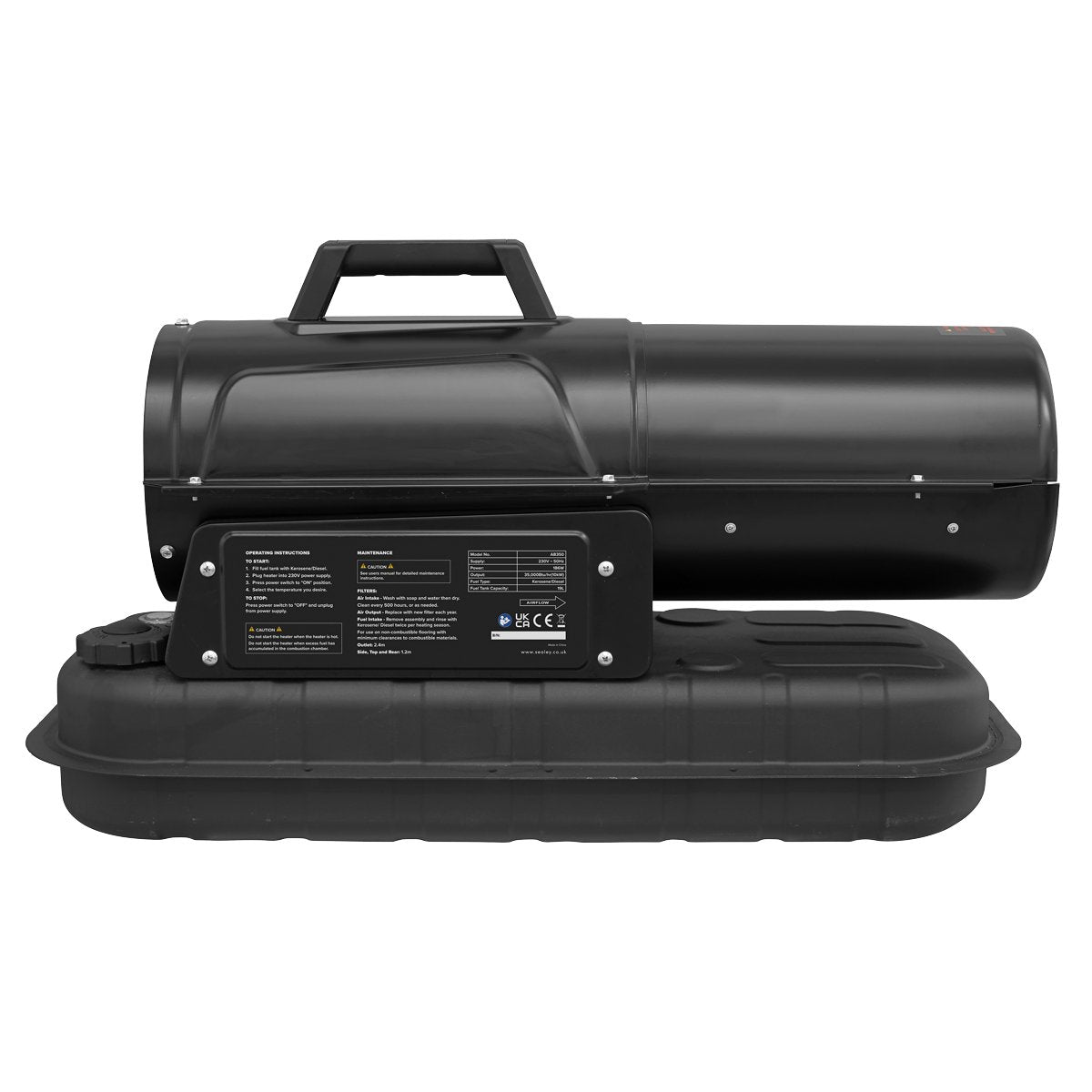 Sealey AB350 Space Warmer® Kerosene/Diesel Heater 35000Btu/hr without Wheels Sealey