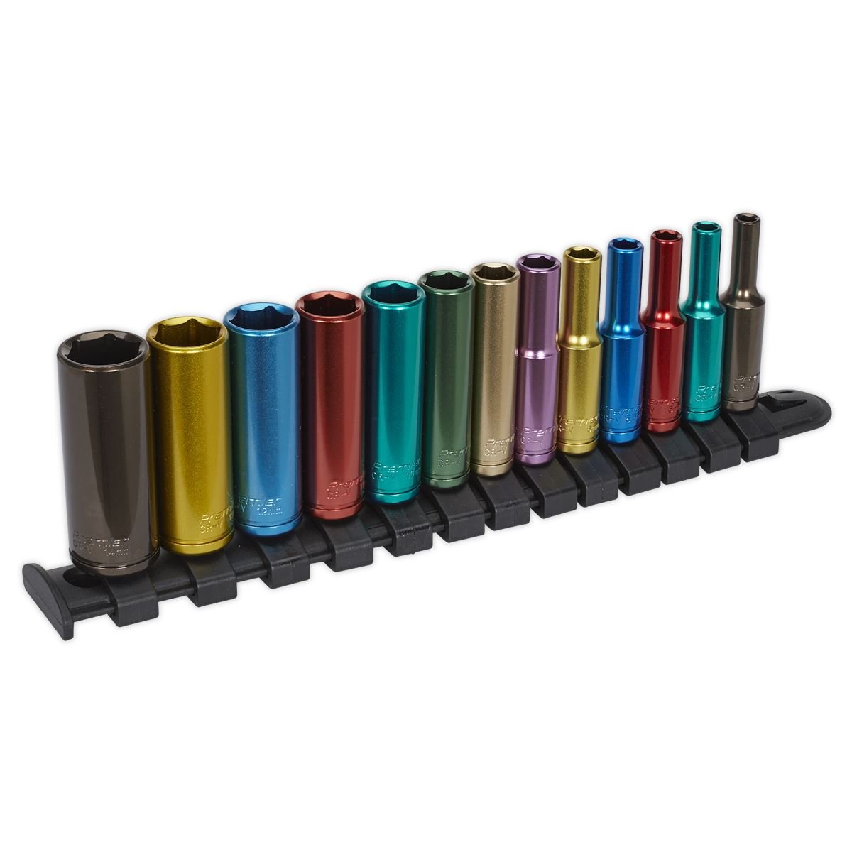 Sealey AK2872D Multi-Coloured Socket Set 13pc 1/4"Sq Drive 6pt Deep WallDrive® Metric Sealey
