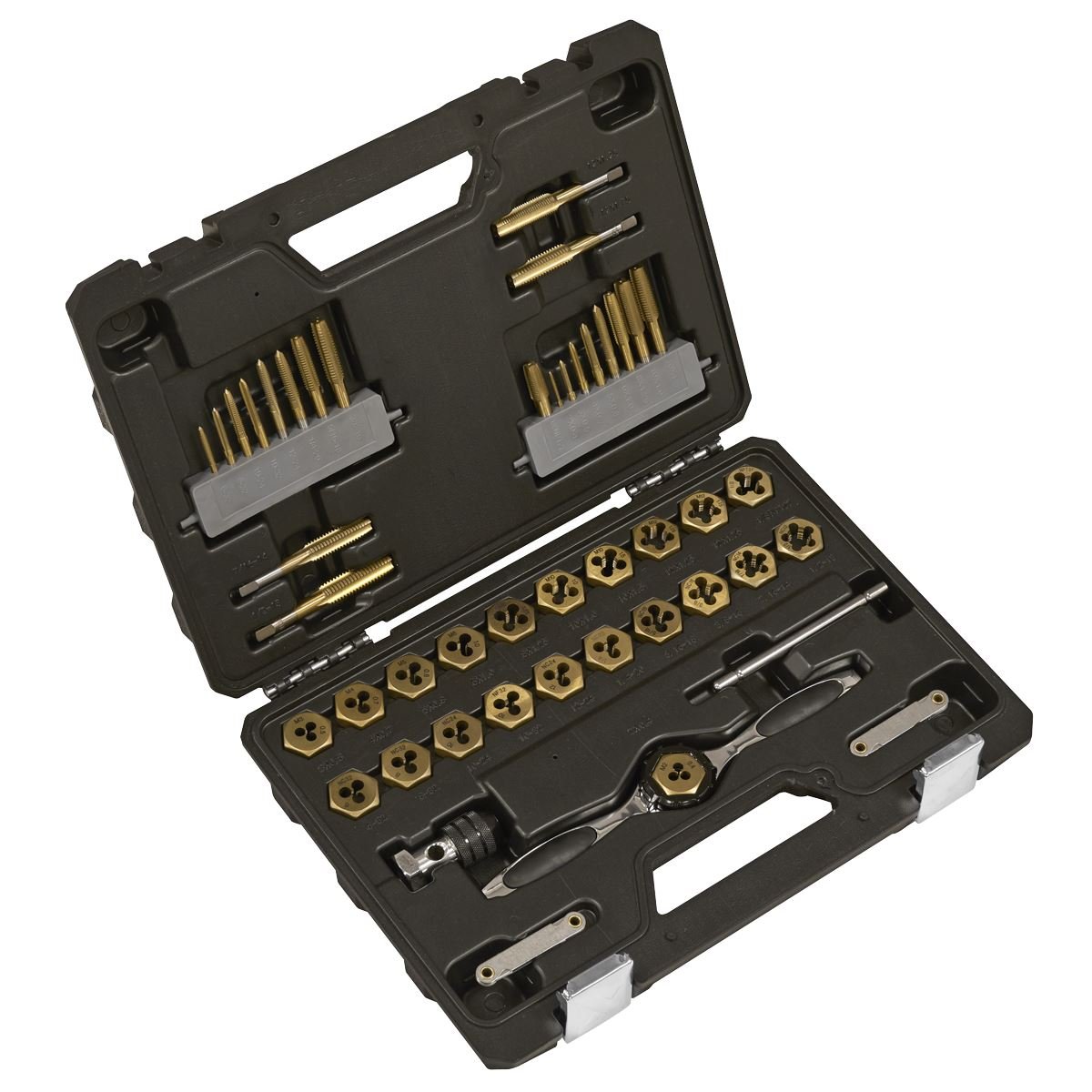 Sealey AK3046 Premier Metric & Imperial Titanium Coated Hexagonal Tap & Die Set 46pc Sealey