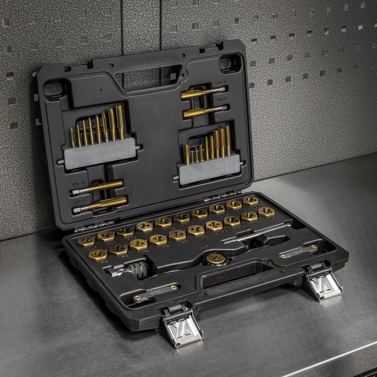 Sealey AK3046 Premier Metric & Imperial Titanium Coated Hexagonal Tap & Die Set 46pc Sealey