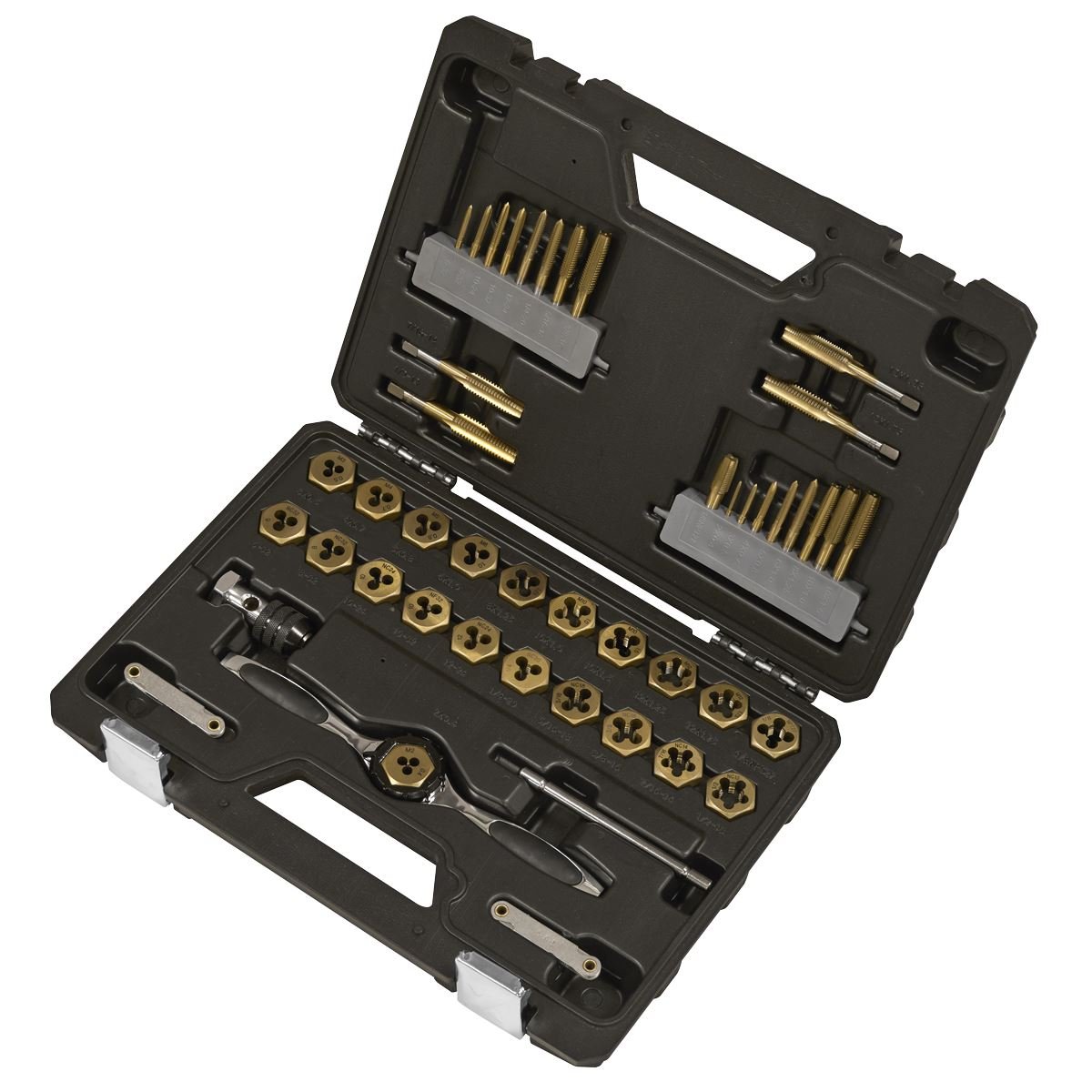 Sealey AK3046 Premier Metric & Imperial Titanium Coated Hexagonal Tap & Die Set 46pc Sealey