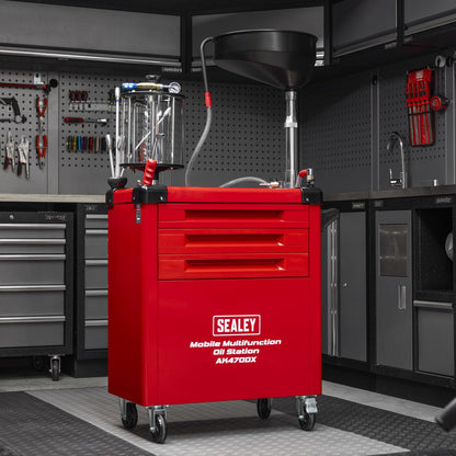 Sealey AK470DX Mobile Multifunction Oil Station with 61pc Tool Set Sealey