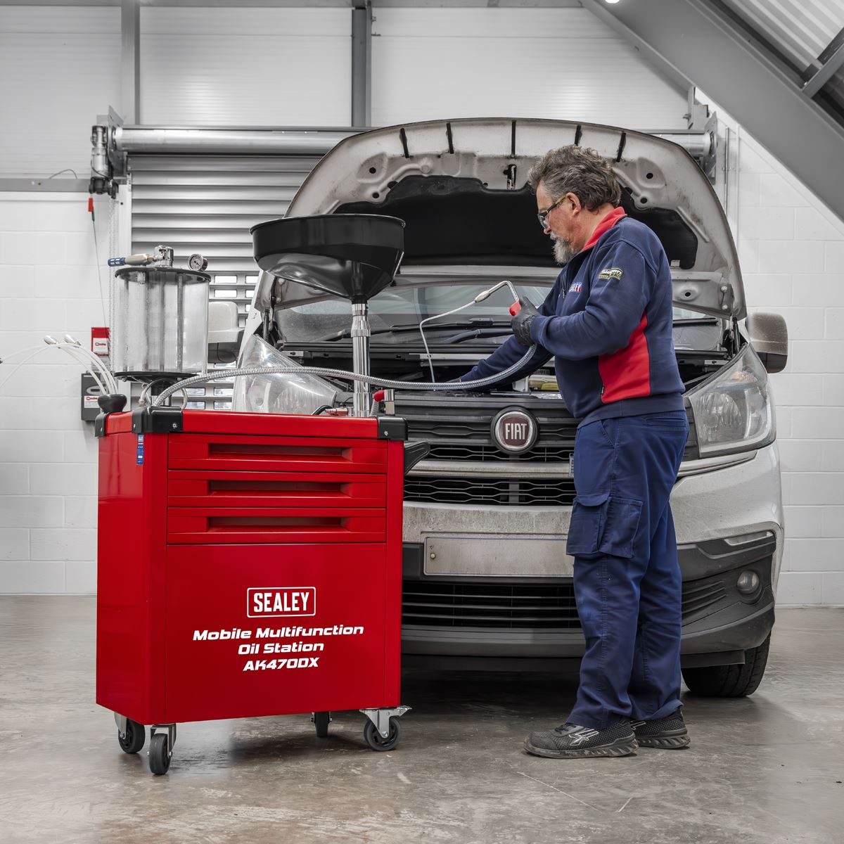 Sealey AK470DX Mobile Multifunction Oil Station with 61pc Tool Set Sealey