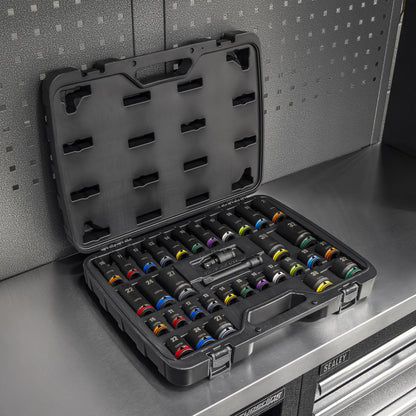 Sealey AK5636M Lock-On™ Standard & Deep Impact Socket Set 34pc 1/2"Sq Drive 6pt Metric Sealey