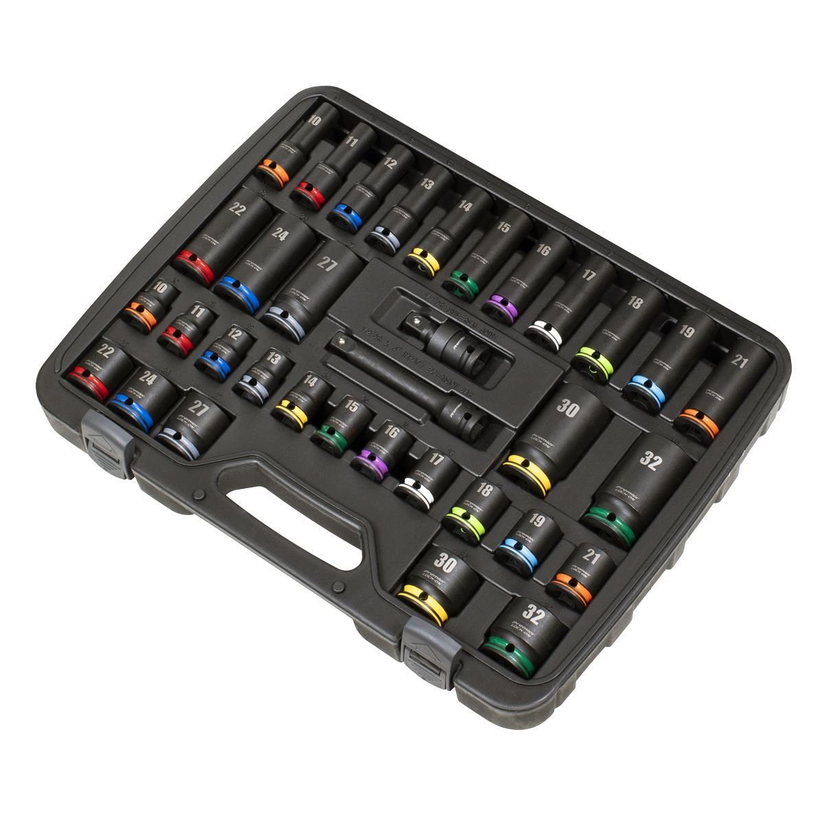 Sealey AK5636M Lock-On™ Standard & Deep Impact Socket Set 34pc 1/2"Sq Drive 6pt Metric Sealey
