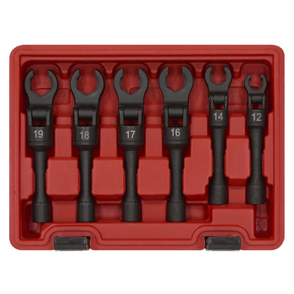 Sealey AK6901 Flexi-Head Flare Nut Diesel Injection Wrench Set 6pc 3/8"Sq Drive Sealey