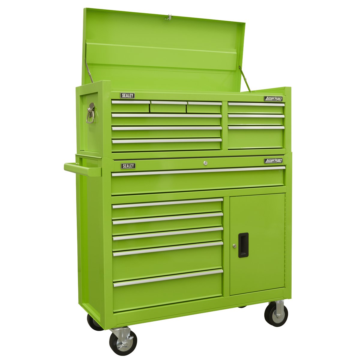 Sealey AP41STACKHV Topchest & Rollcab Combination 15 Drawer with Ball-Bearing Slides - Green Sealey