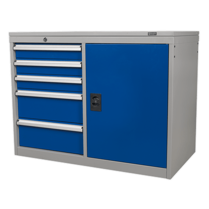 Sealey API1103B Industrial Cabinet/Workstation 5 Drawer & 1 Shelf Locker Sealey