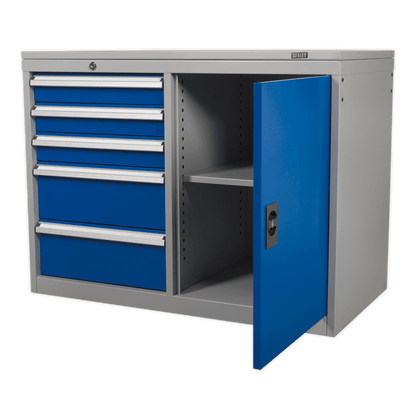 Sealey API1103B Industrial Cabinet/Workstation 5 Drawer & 1 Shelf Locker Sealey