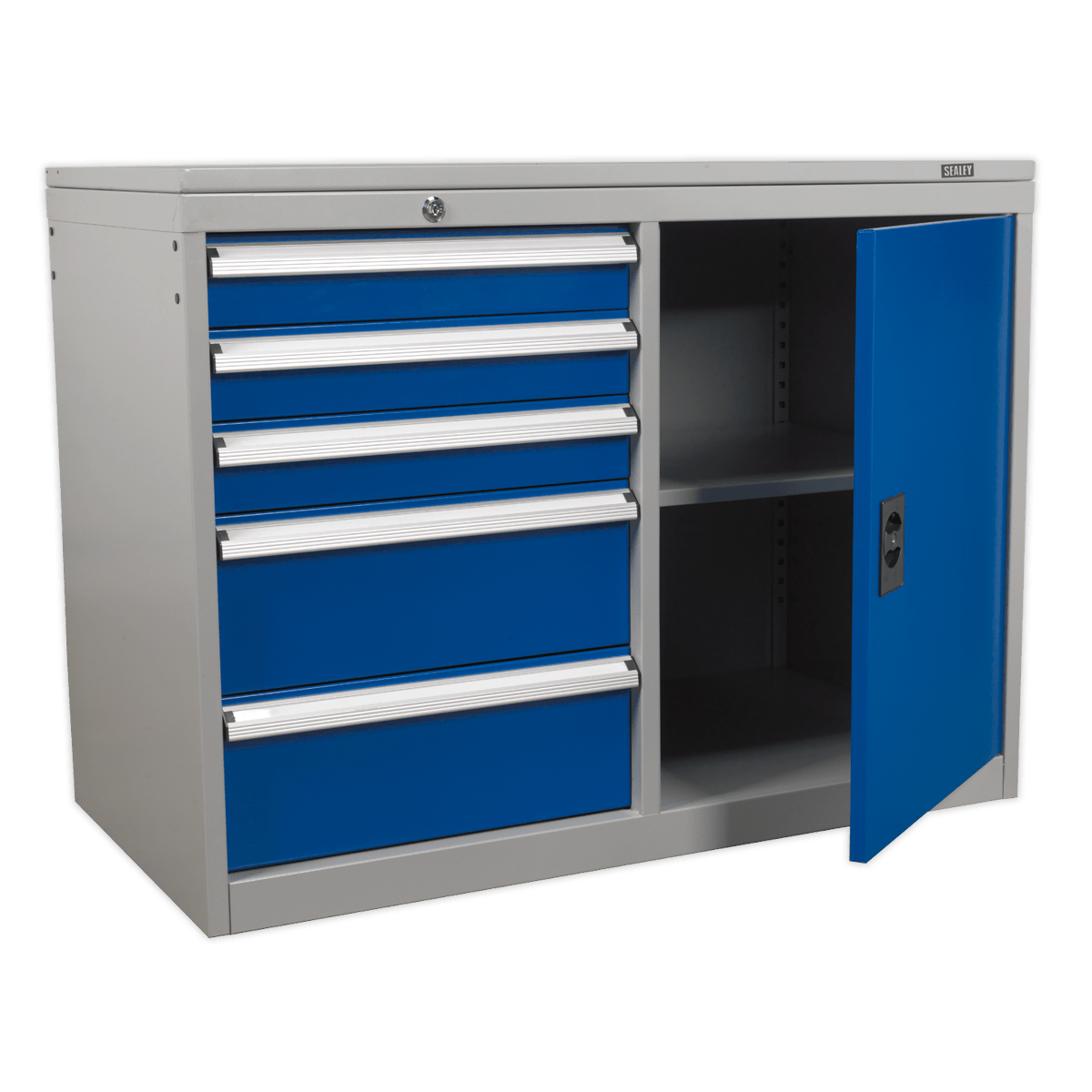 Sealey API1103B Industrial Cabinet/Workstation 5 Drawer & 1 Shelf Locker Sealey