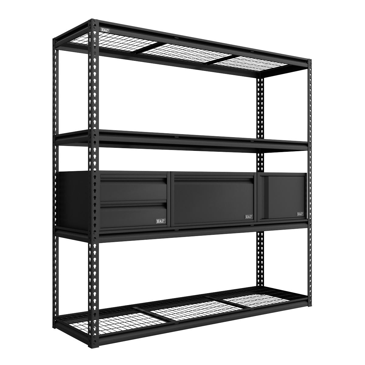 Sealey APMRCOMBO1 Heavy-Duty Modular Racking Kit with 3 Storage Units Sealey