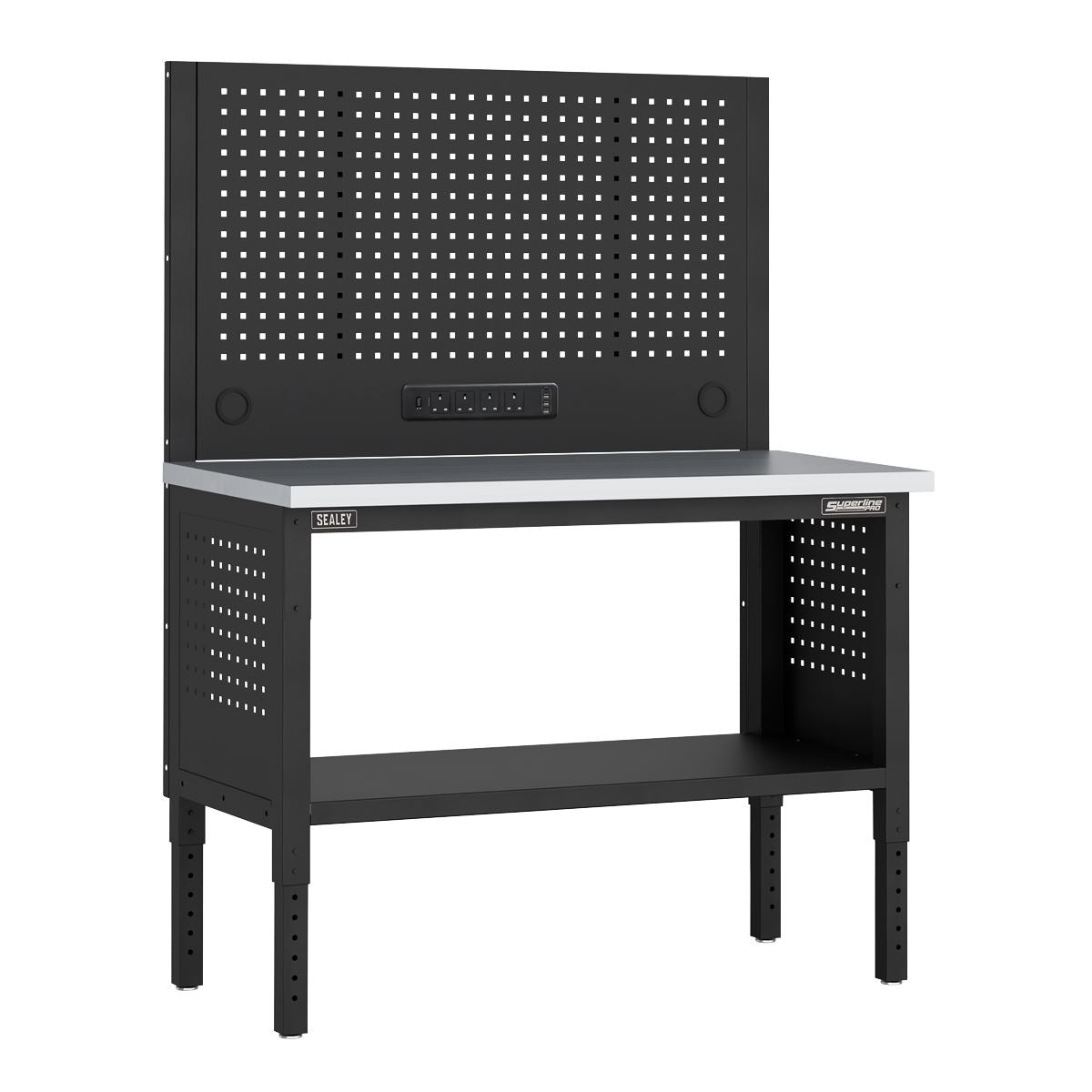 Sealey APMWB50COMBOSS Superline PRO® Modular Workbench with Pegboard Back Panel Stainless Steel Worktop 1265mm Sealey