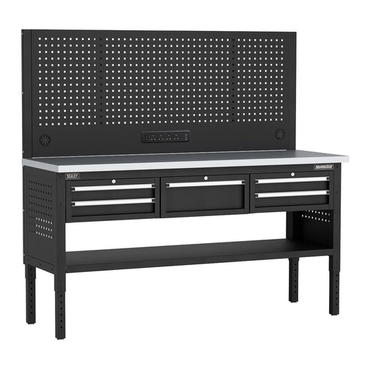 Sealey APMWB72COMBO3SS Superline PRO® Modular Workbench with 5 Drawers Stainless Steel Worktop 1830mm Sealey
