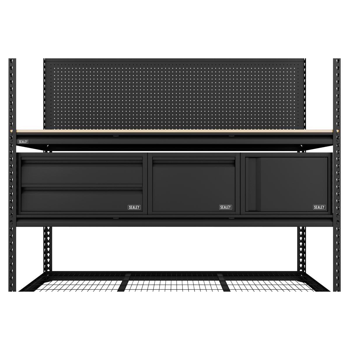Sealey APMWBCOMBO1 Heavy-Duty Modular Workbench & Racking Kit with 3 Storage Units Sealey