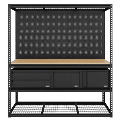Sealey APMWBCOMBO1 Heavy-Duty Modular Workbench & Racking Kit with 3 Storage Units Sealey