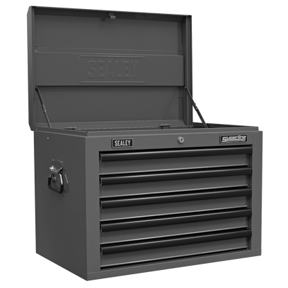 Sealey APSTACKTGR Topchest Mid-Box Tool Chest & Rollcab Combination 14 Drawer with Ball-Bearing Slides - Grey Sealey