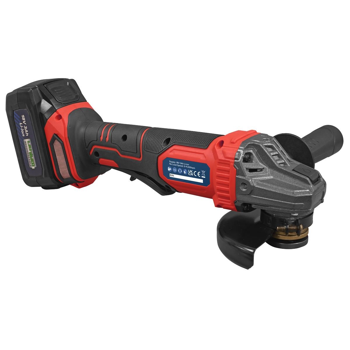 Sealey CP401LI 115mm Cordless Angle Grinder 18V 3Ah - Red Sealey