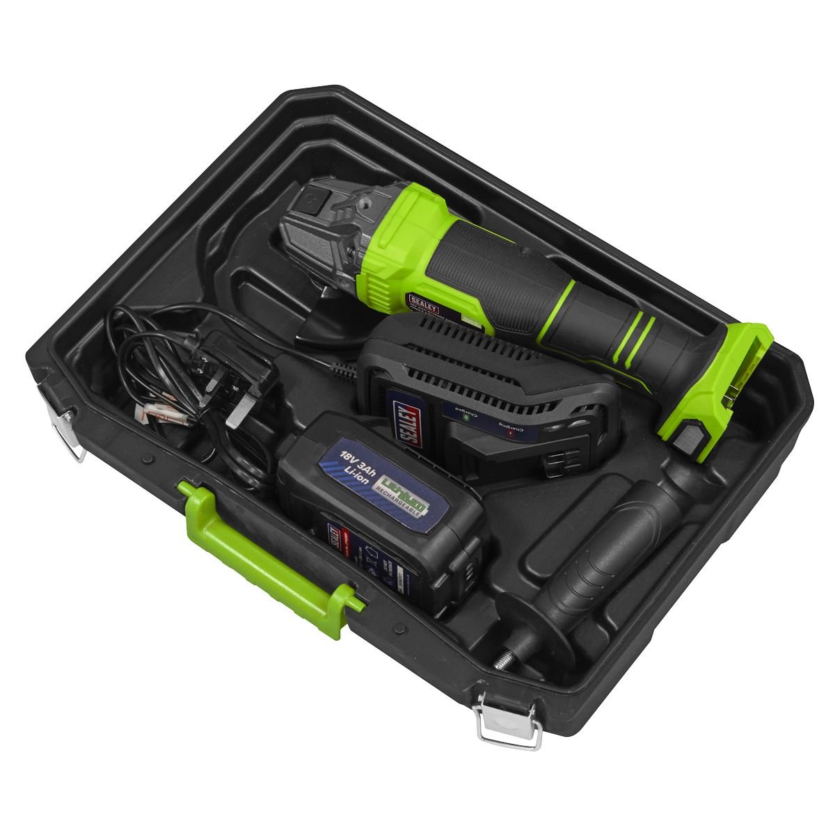 Sealey CP401LIHV 18V 3Ah 115mm Cordless Angle Grinder - Green Sealey