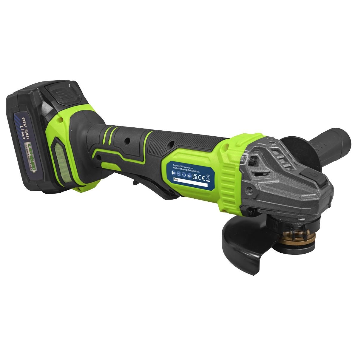 Sealey CP401LIHV 18V 3Ah 115mm Cordless Angle Grinder - Green Sealey