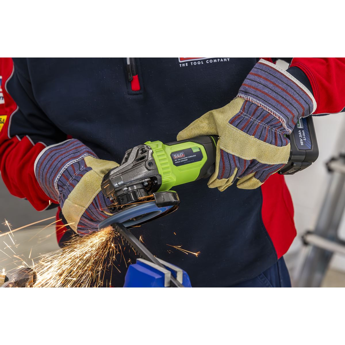 Sealey CP401LIHV 18V 3Ah 115mm Cordless Angle Grinder - Green Sealey