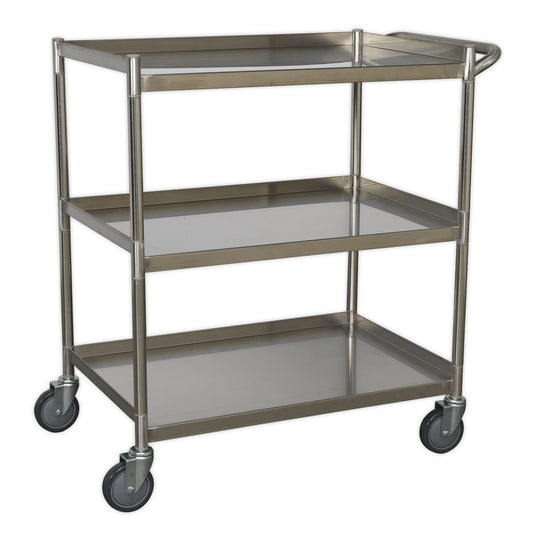 Sealey CX410SS Workshop Trolley 3-Level Stainless Steel Sealey