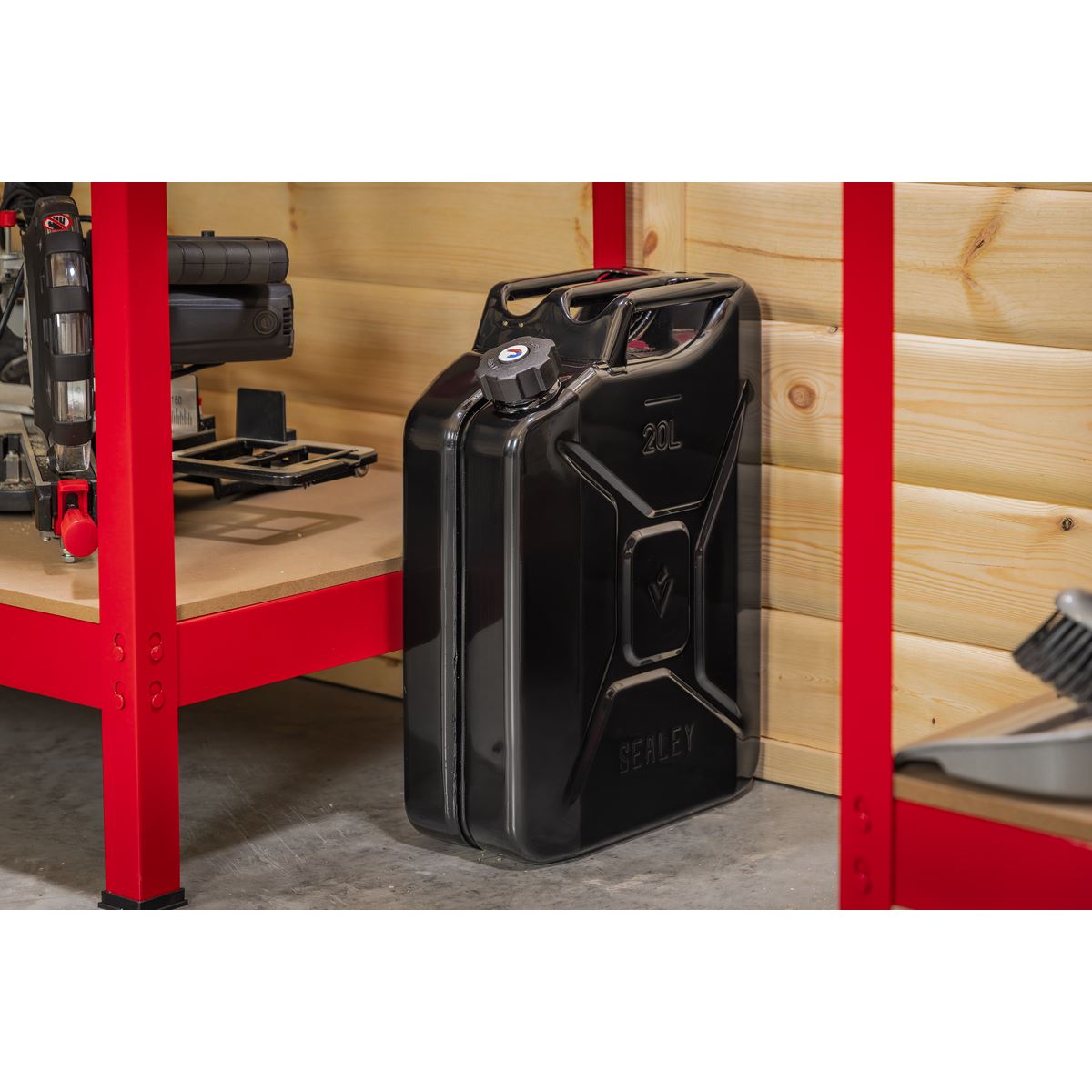 Sealey JC20SCB Screw Cap Metal Jerry Can 20L - Black Sealey
