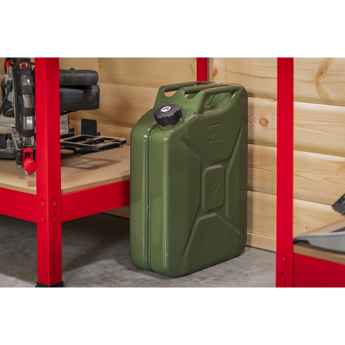 Sealey JC20SCG Screw Cap Metal Jerry Can 20L - Green Sealey