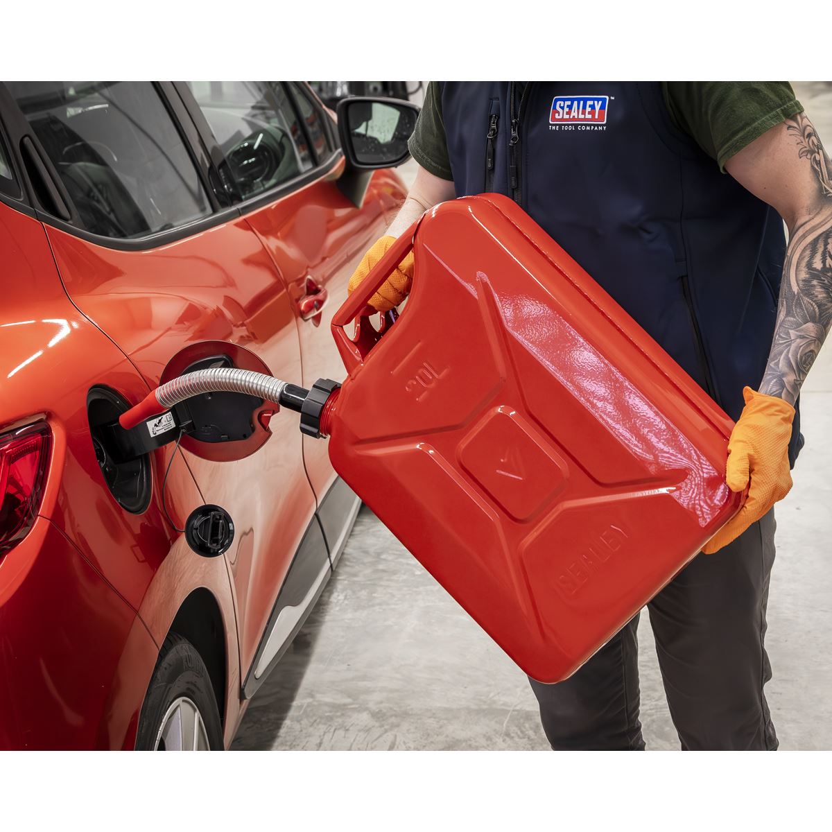 Sealey JC20SCR Screw Cap Metal Jerry Can 20L - Red Sealey