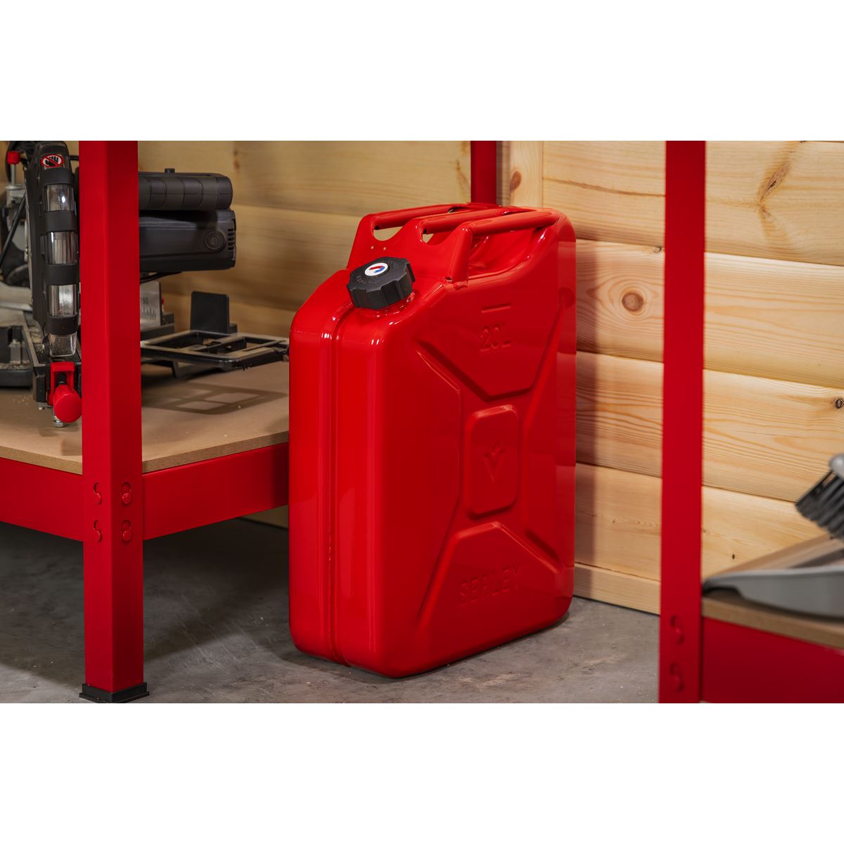 Sealey JC20SCR Screw Cap Metal Jerry Can 20L - Red Sealey