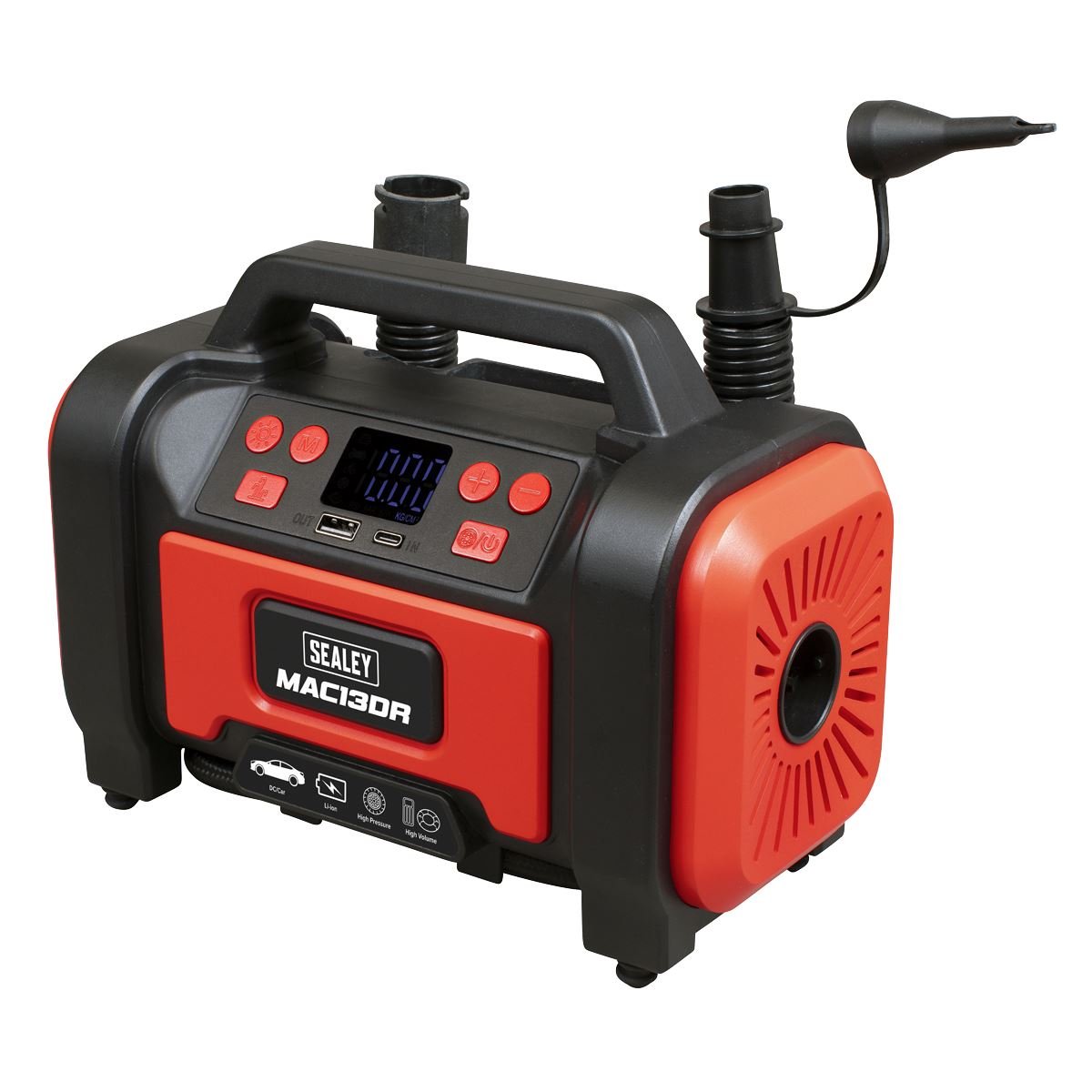 Sealey MAC13DR Rechargeable Tyre Inflator & High Volume Air Pump 12V Sealey
