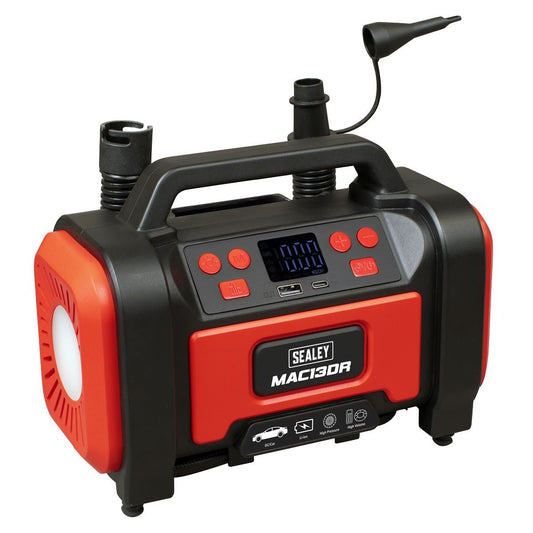 Sealey MAC13DR Rechargeable Tyre Inflator & High Volume Air Pump 12V Sealey