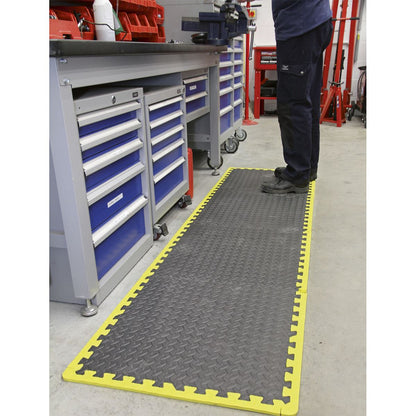 Sealey MIC1218Y3 Interlocking EVA Foam Workshop Mat Set 1240 x 1825mm with Hi-Vis Edges Sealey