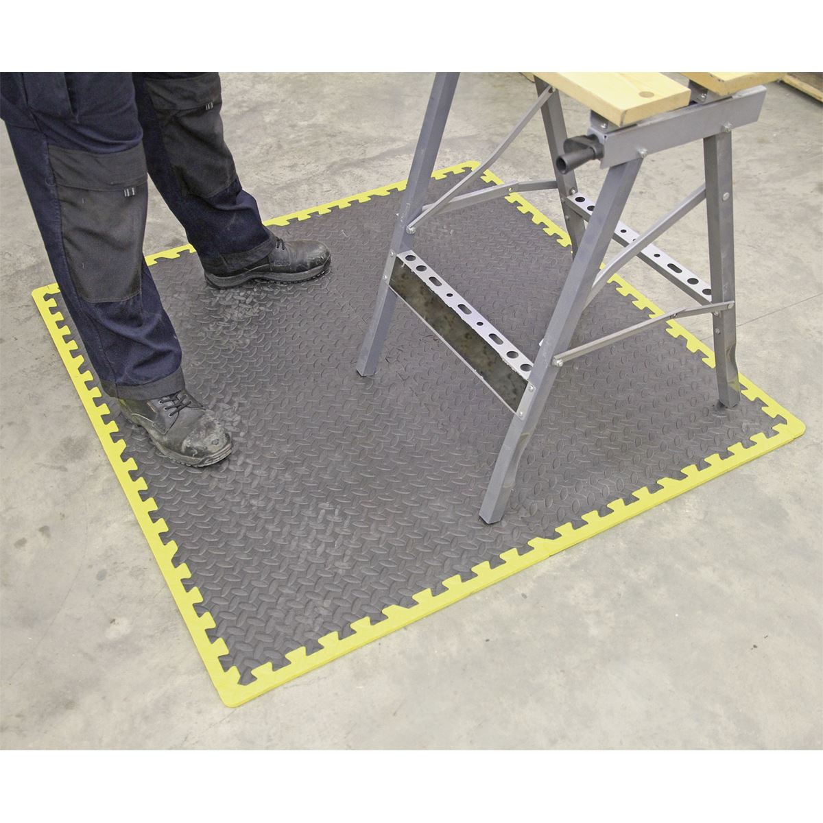Sealey MIC1218Y3 Interlocking EVA Foam Workshop Mat Set 1240 x 1825mm with Hi-Vis Edges Sealey