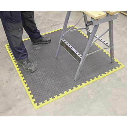 Sealey MIC1218Y3 Interlocking EVA Foam Workshop Mat Set 1240 x 1825mm with Hi-Vis Edges Sealey
