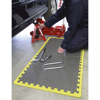 Sealey MIC1218Y3 Interlocking EVA Foam Workshop Mat Set 1240 x 1825mm with Hi-Vis Edges Sealey